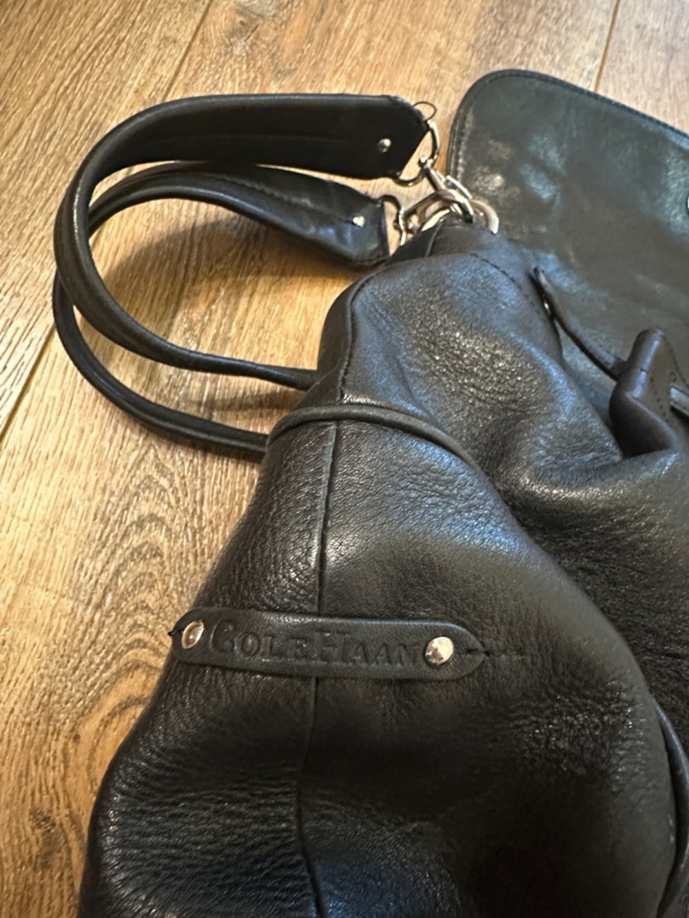 Cole Haan backpack purse black leather convertible straps - Picture 8 of 9